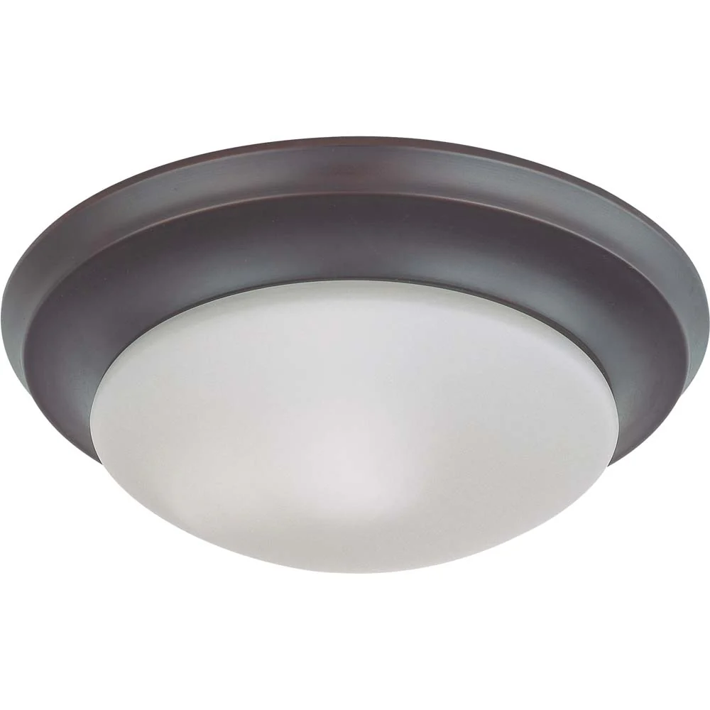 Nuvo 1-Light 12" Flush Mount Twist & Lock w/ Frosted Glass in Mahogany Bronze