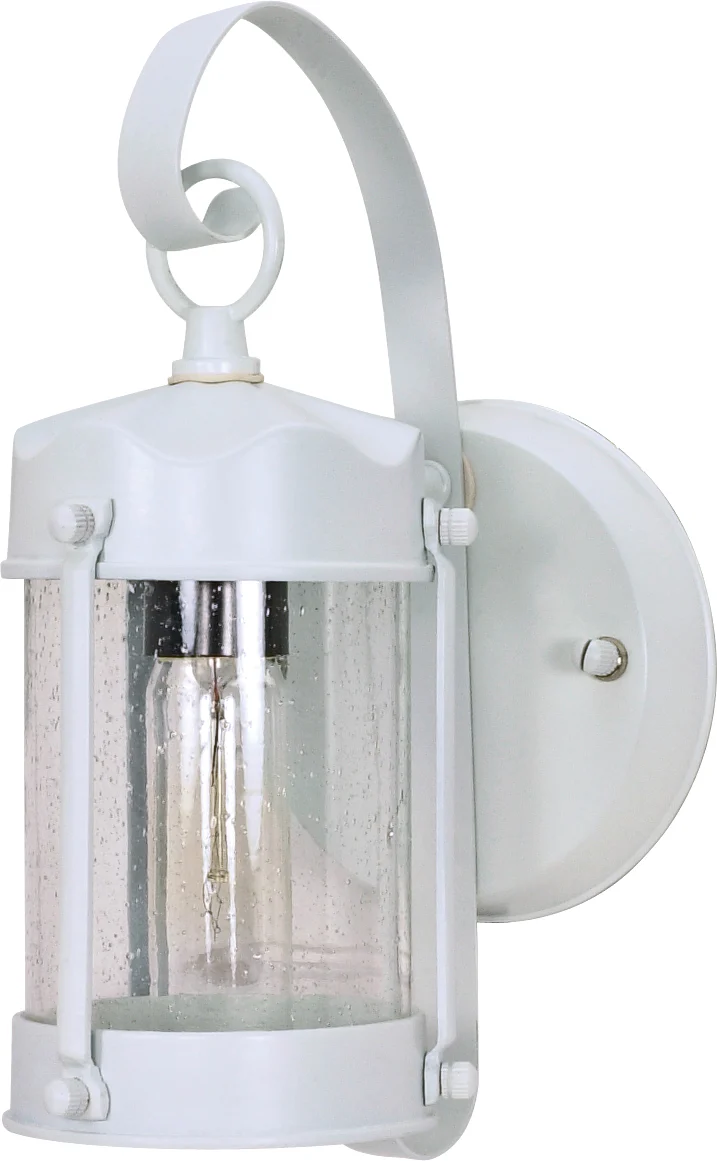Nuvo 1-Light 11" Wall Piper Lantern w/ Clear Seed Glass in White Finish
