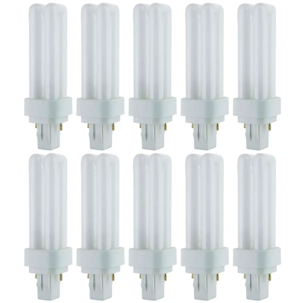 10Pk - Sunlite 13w 3500K PLD 2-Pin Double Twin Tube GX23-2 Base Bulb