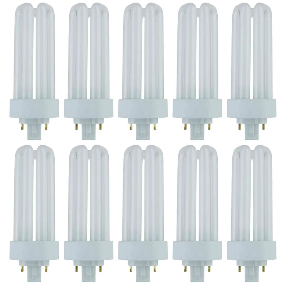 10Pk - Sunlite 18w 4100K PLT 4-Pin Compact Fluorescent GX24q-2 Base Bulb