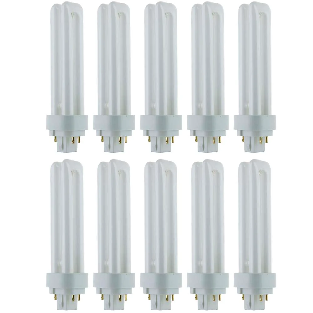 10Pk - Sunlite 18w 5000K PLD 4-Pin Double U-Shaped Twin Tube G24Q-2 Base Bulb