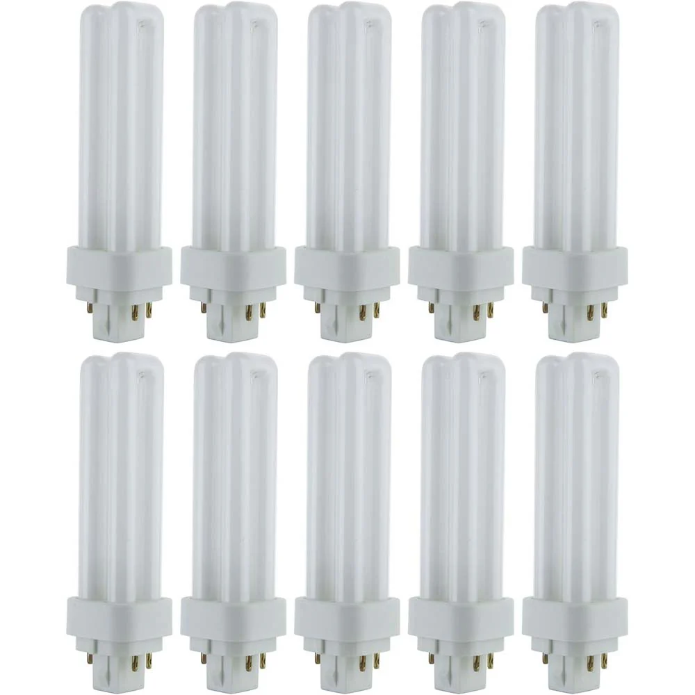 10Pk - Sunlite 18w 5000K PLD 4-Pin Double U-Shaped Twin Tube G24Q-2 Base Bulb