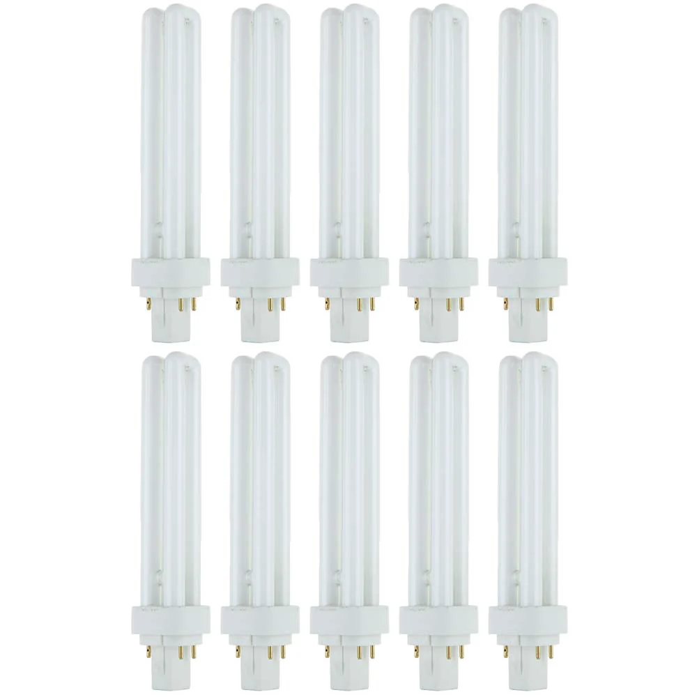 10Pk - Sunlite 26w 4100K PLD 4-Pin Double U-Shaped Twin Tube G24Q-3 Base Bulb