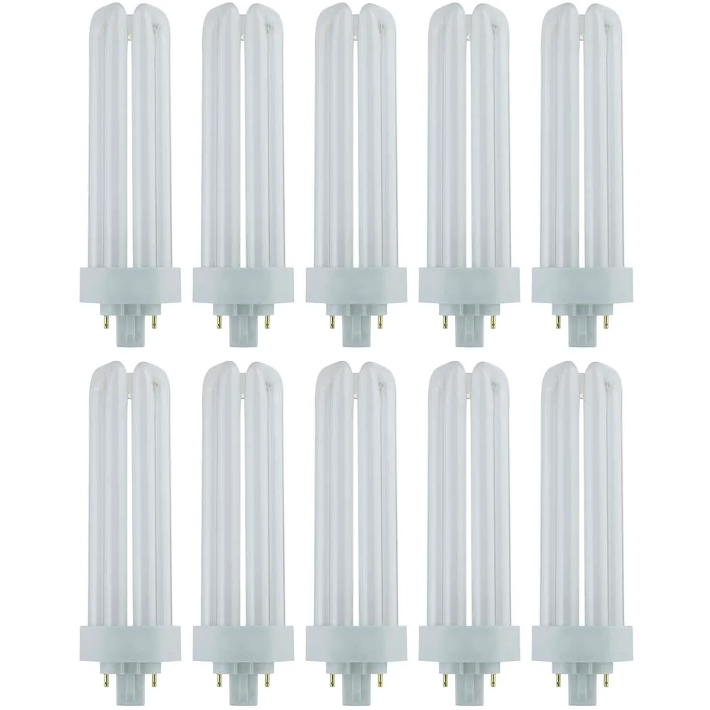 10Pk - Sunlite 42W 4000K PLD 4-Pin Triple U-Shaped Twin Tube GX24Q-4 Base Bulb