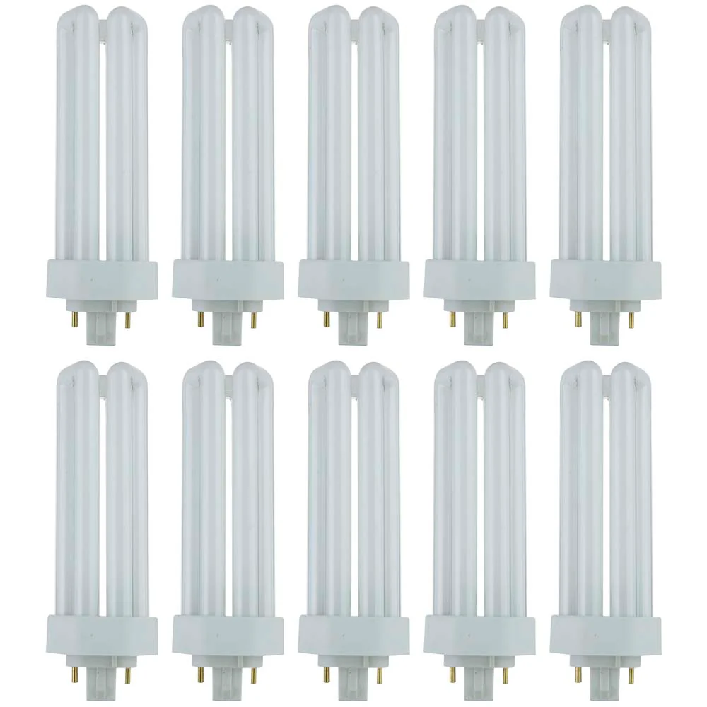 10Pk - Sunlite 42W 6500K PLD 4-Pin Triple U-Shaped Twin Tube GX24Q-4 Base Bulb