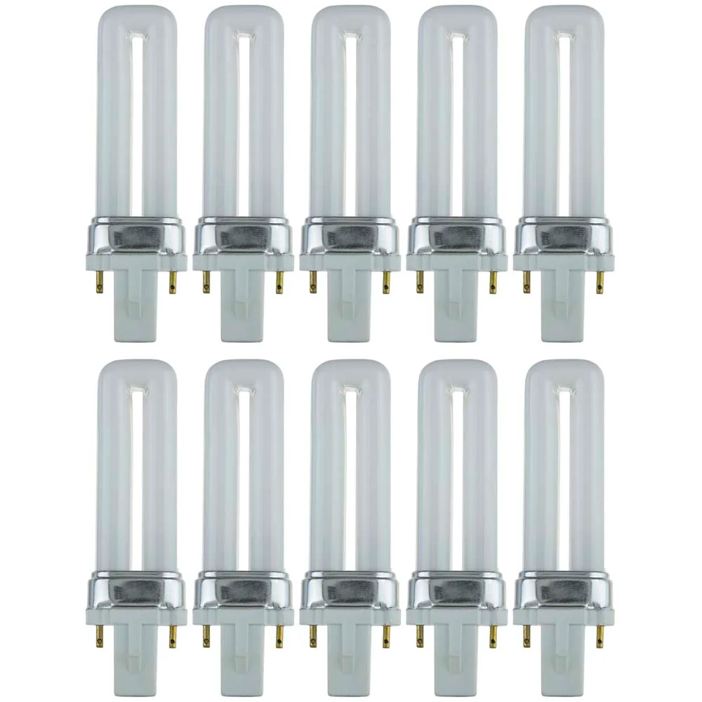 10Pk - Sunlite 5W 4100K 2-Pin U Shaped PL CFL Twin Tube Plugin G23 Base Bulb