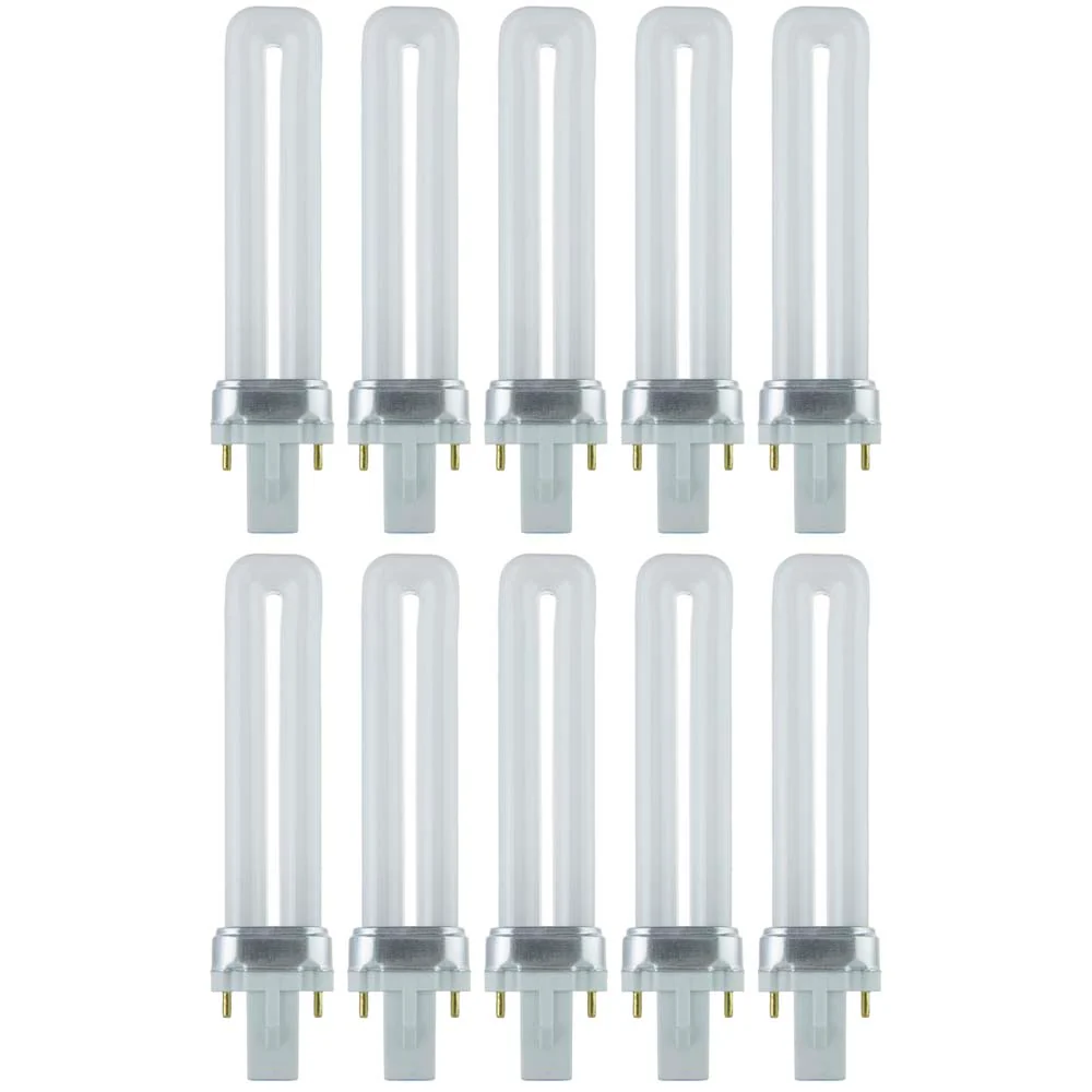 10Pk - Sunlite 7W 4100K 2-Pin U Shaped PL CFL Twin Tube Plugin G23 Base Bulb