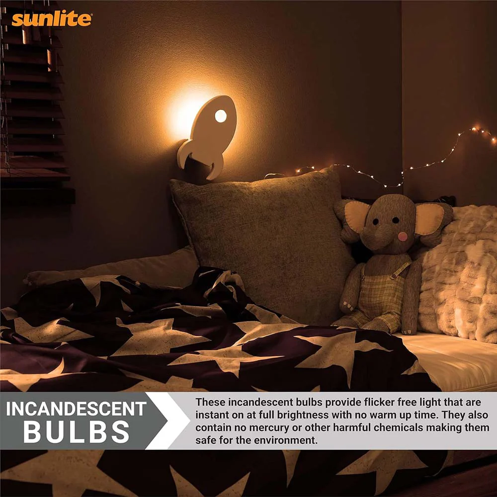 12Pk - Sunlite 7w7 7C7 Incandescent E12 Base C7 Night Light Orange Colored Bulb - Image 4