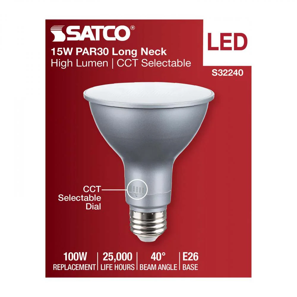 15w PAR30LN High Lumen LED Long Neck CCT Selectable E26 Base 120v - 100w equiv - Image 5
