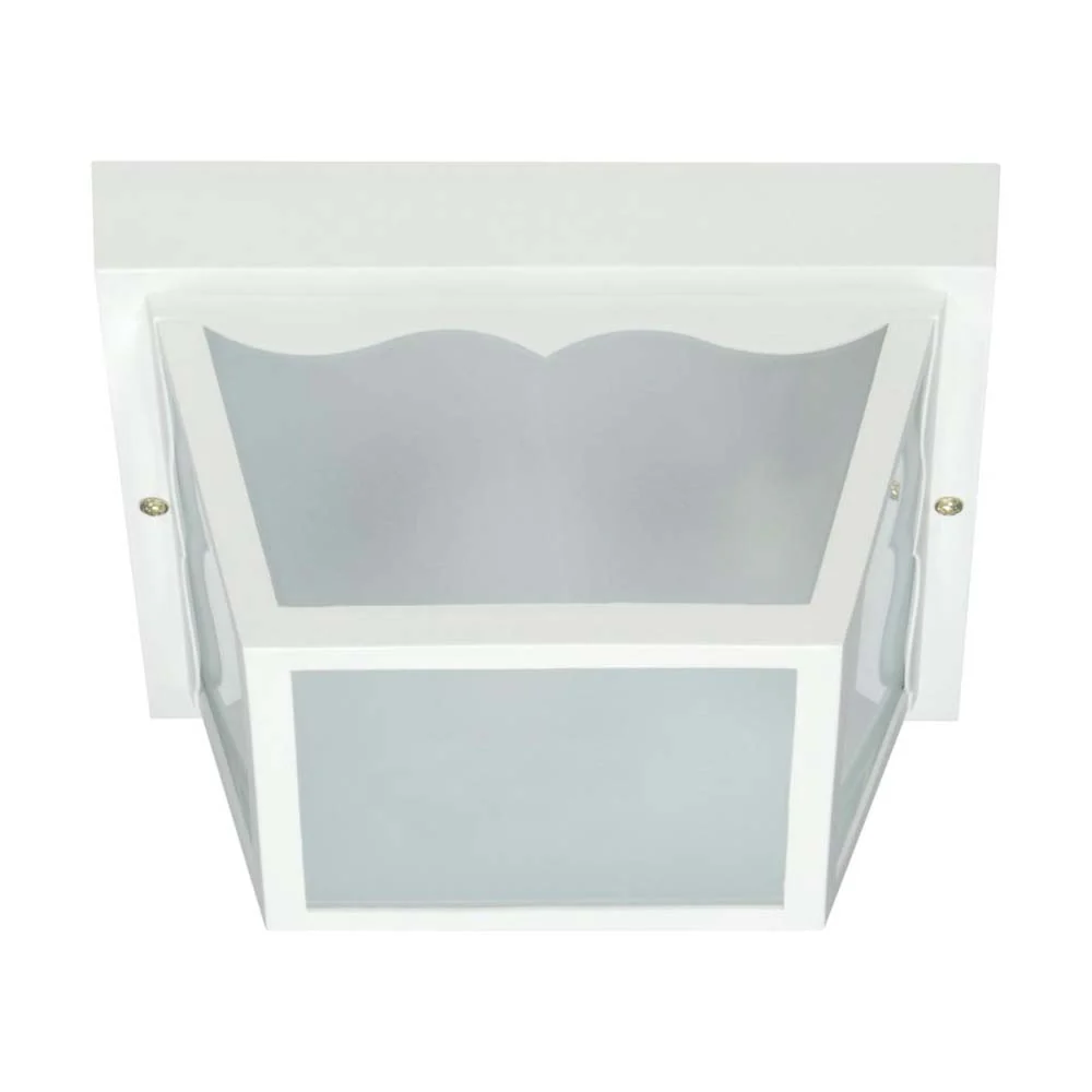 2-Light 10-in Carport Flush Mount w/ Frosted Acrylic Panels White Finish