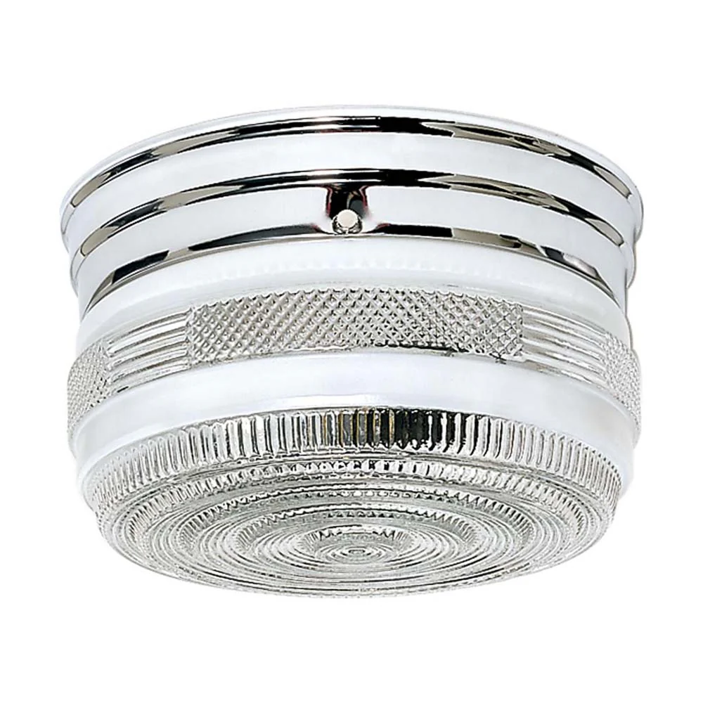 2-Light 8-in Flush Mount Medium Crystal / White Drum in Polished Chrome Finish
