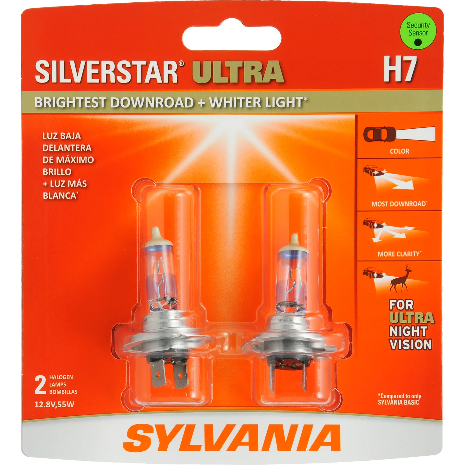 2-PK SYLVANIA H7 SilverStar Ultra High Performance Halogen Headlight Bulb