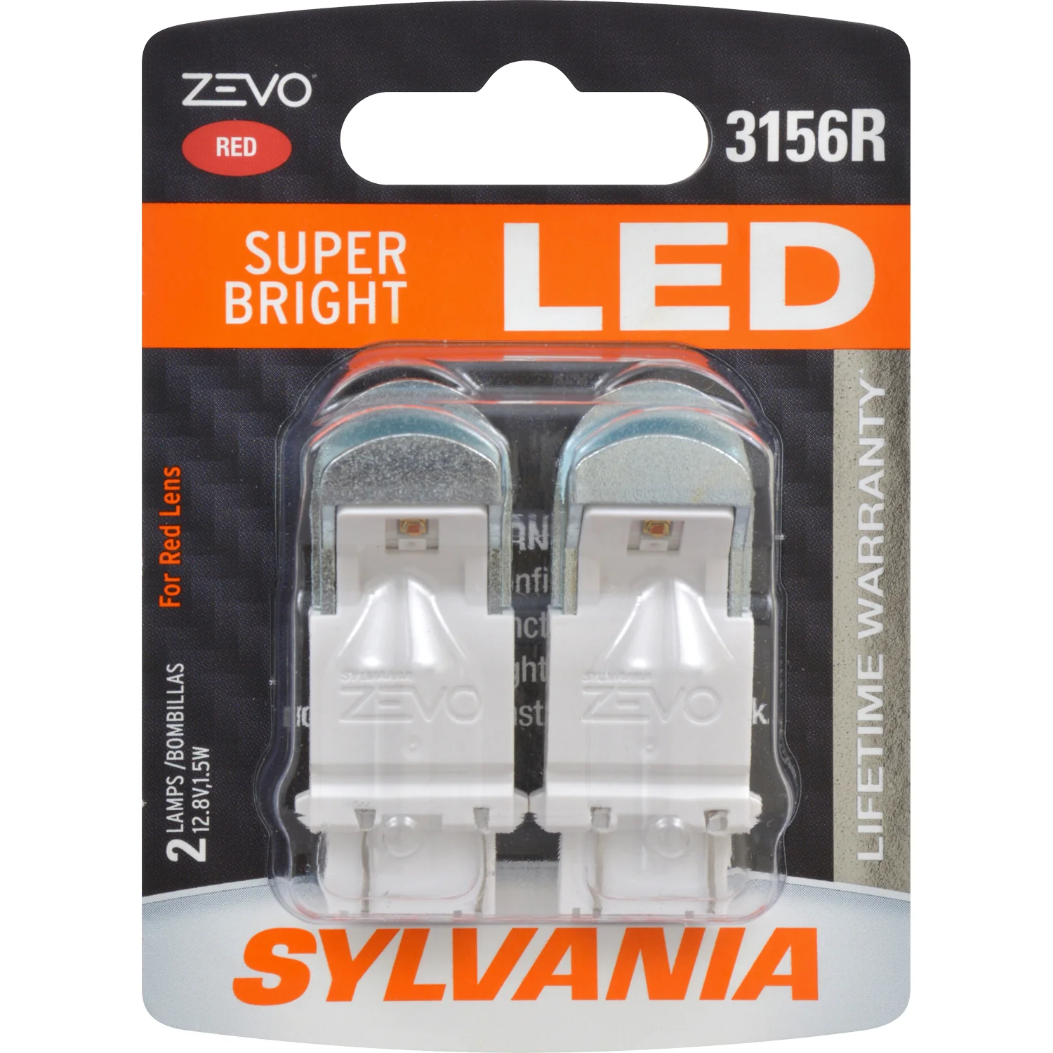 2-PK SYLVANIA ZEVO 3156 Red LED Automotive Bulb