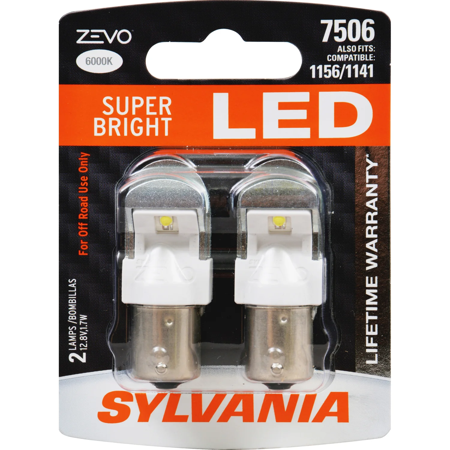2-PK SYLVANIA ZEVO 7506 White LED Automotive Bulb