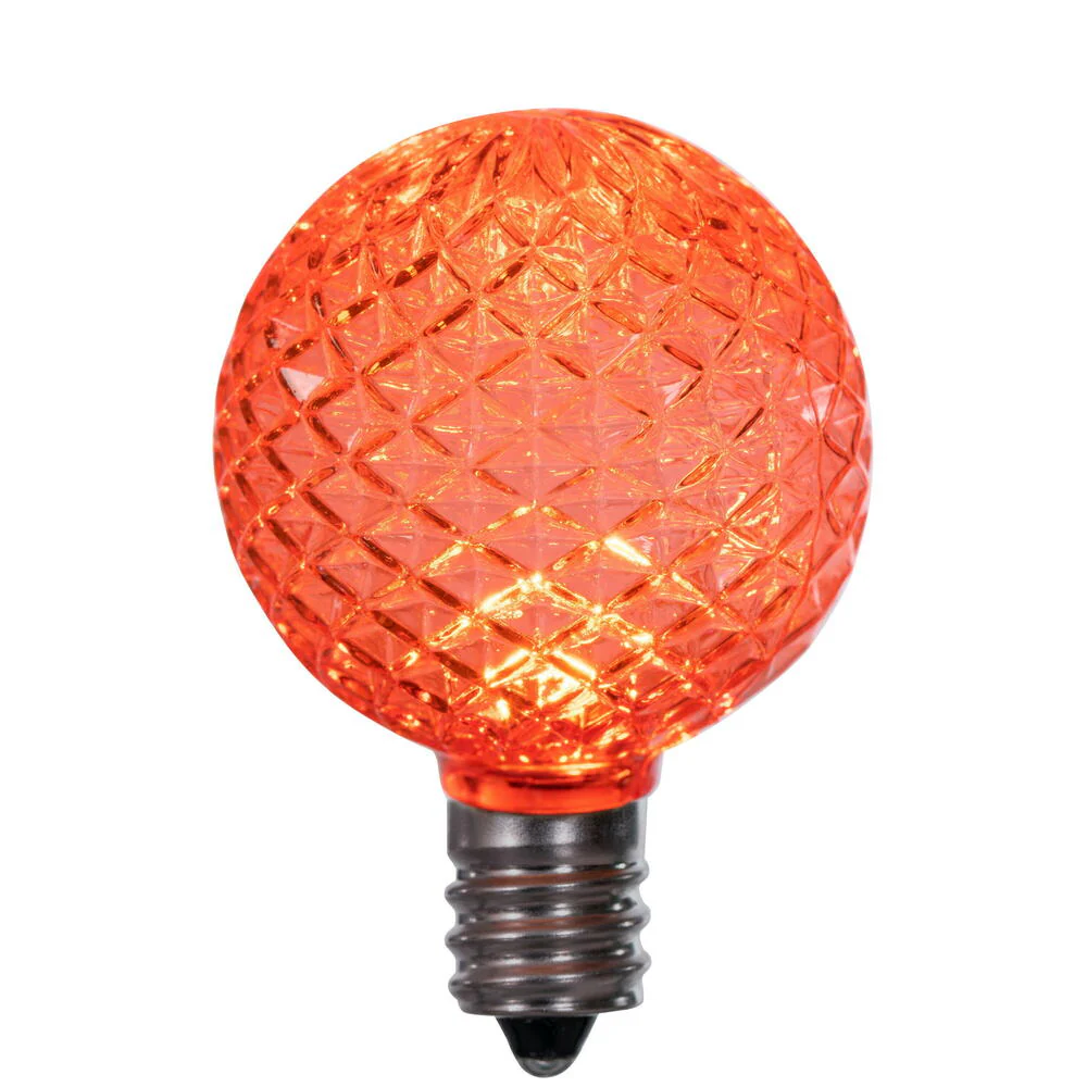 25Pk - Vickerman .38W Orange G40 Faceted E12 LED Bulb