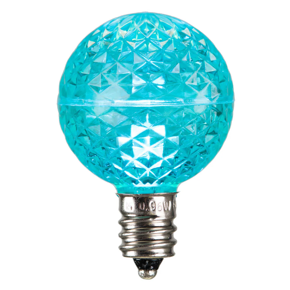 25Pk - Vickerman .38W Teal G40 Faceted E12 LED Bulb