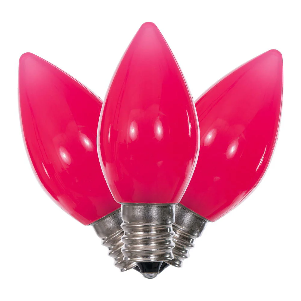 25Pk - Vickerman .6W C7 Ceramic LED Pink Twinkle Light Bulb 120v - Image 4