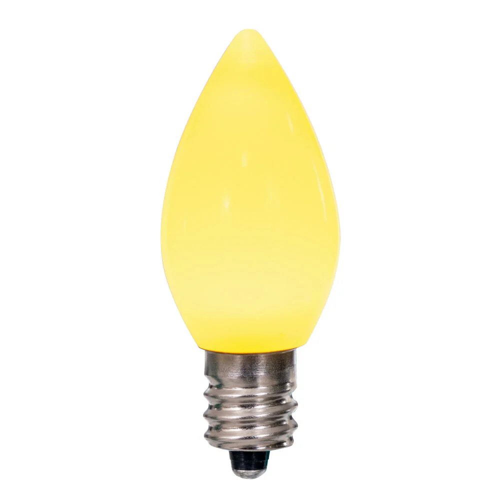 25Pk - Vickerman .6W C7 Ceramic LED Yellow Twinkle Light Bulb 120v