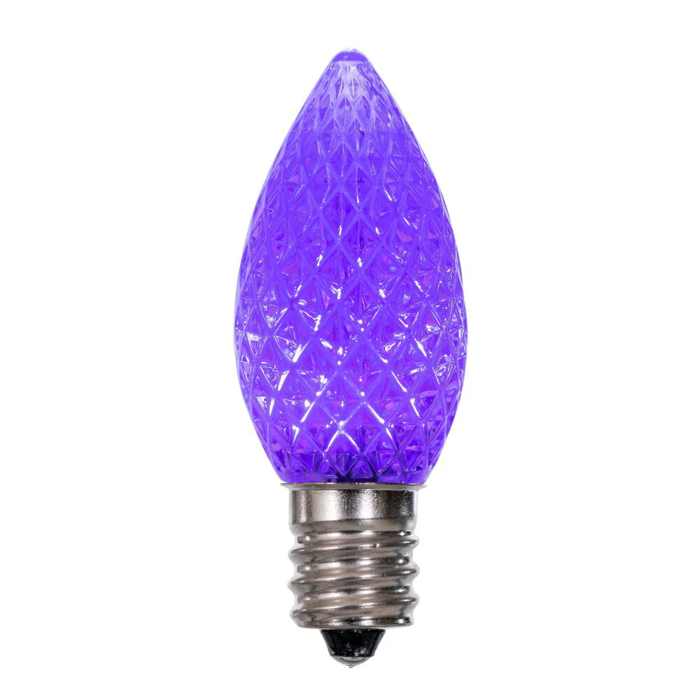 25Pk - Vickerman .6W C7 LED Purple Faceted Twinkle Replacement Light Bulb 120v