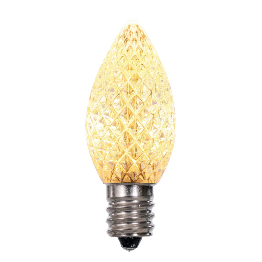 25Pk - Vickerman .6W C7 LED Warm White Faceted Twinkle Light Bulb 120v