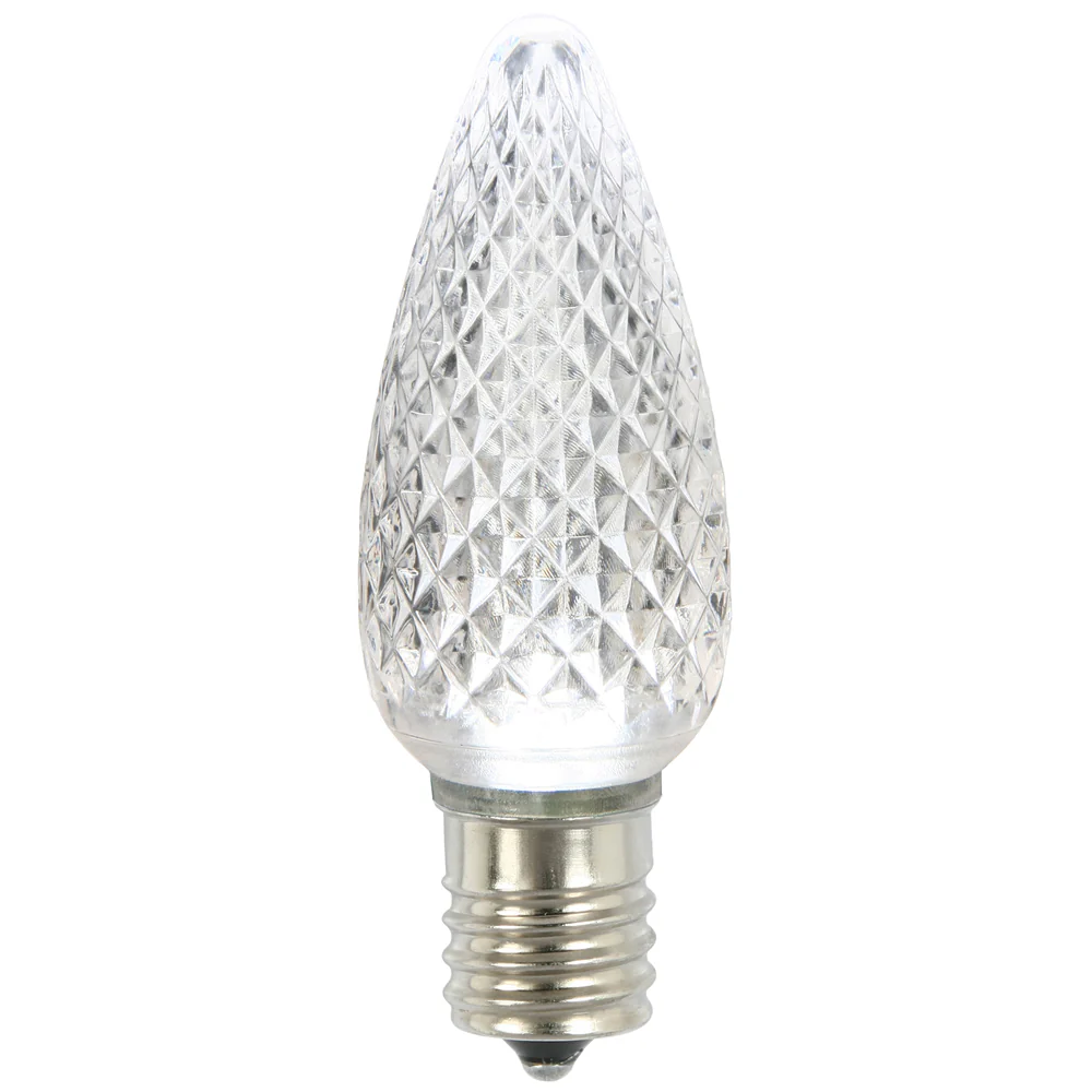 25Pk - Vickerman .8W C9 LED Pure White Faceted Twinkle Light Bulb 120v