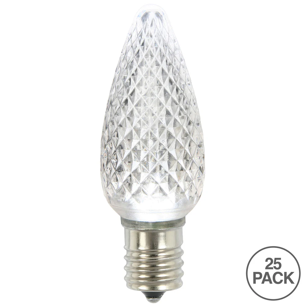 25Pk - Vickerman .8W C9 LED Pure White Faceted Twinkle Light Bulb 120v - Image 2