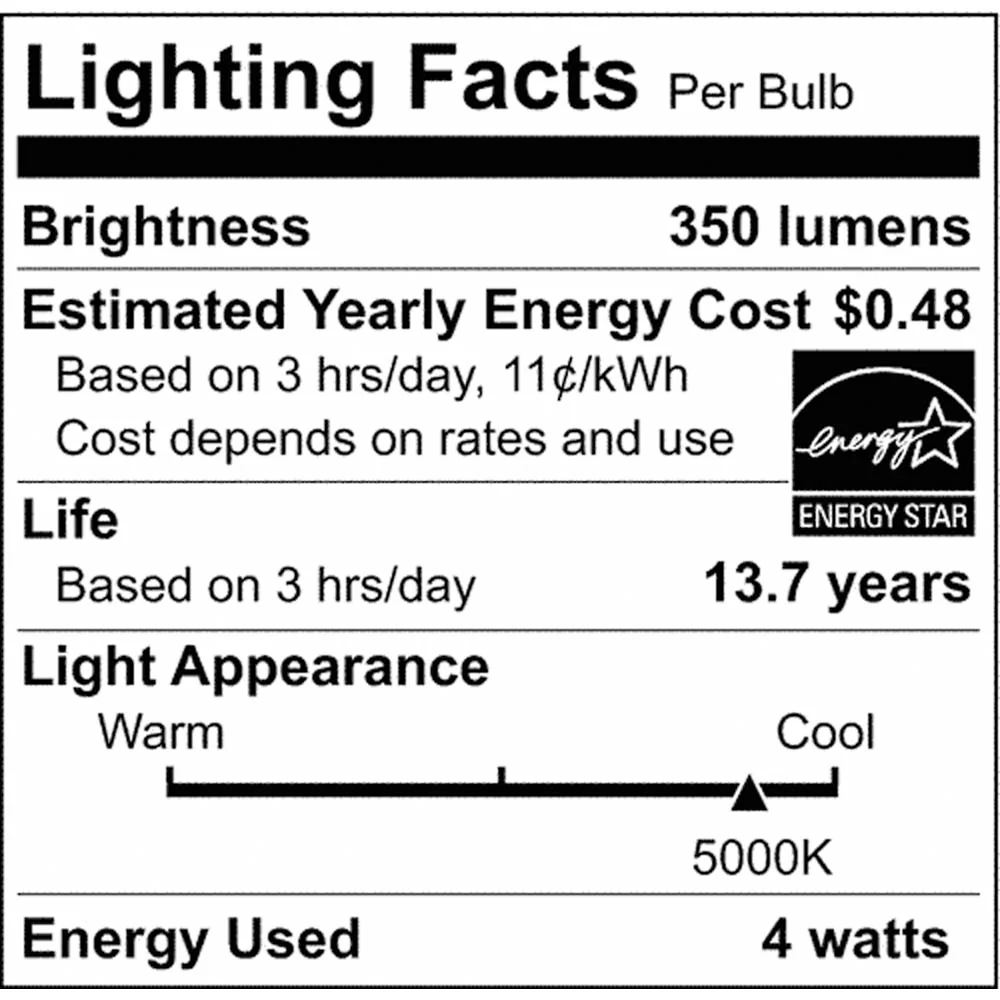 2Pk - 4W B11 LED Clear Candelabra Base 5000K 350 Lumens 120v - Image 4