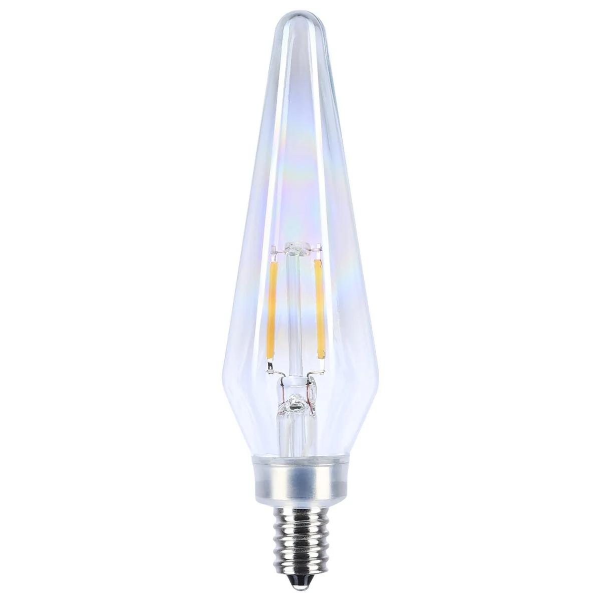 2Pk - Satco 2w Prismatic HX11 LED 2700K CCT E12 Candelabra Base Aurora Finish