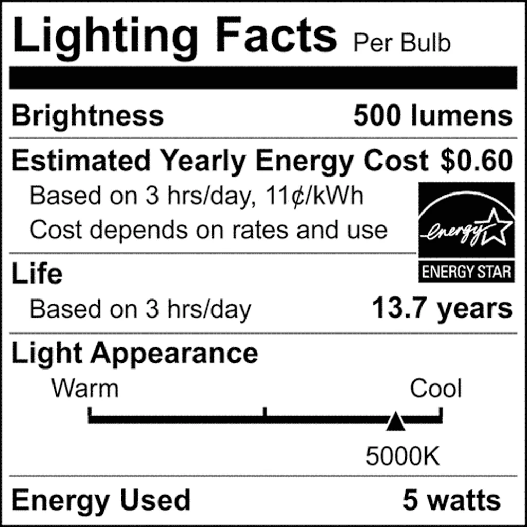 2Pk - Satco 5.5w CA10 LED E12 Candelabra Base 5000K 120v Clear Finish Bulb - Image 8