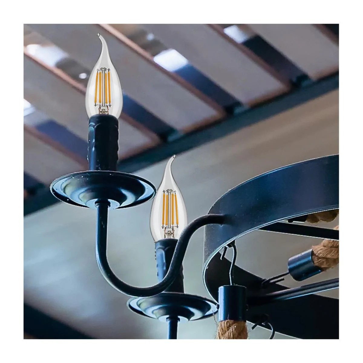 2Pk - Satco 5.5w CA10 LED E26 Medium Base 5000K 120v Clear Finish Bulb - Image 4