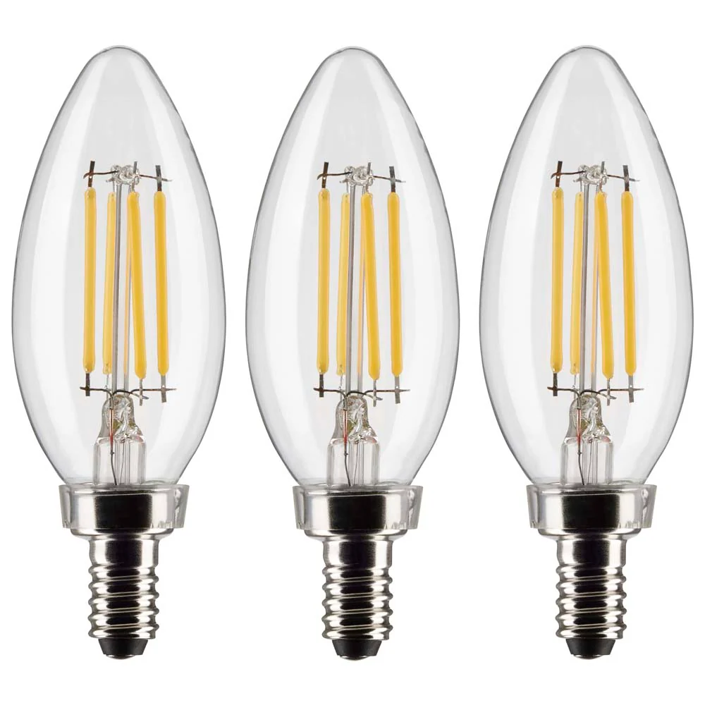 3Pk - Satco 4w B11 LED 3000K Candelabra Base Dimmable - 40w equiv