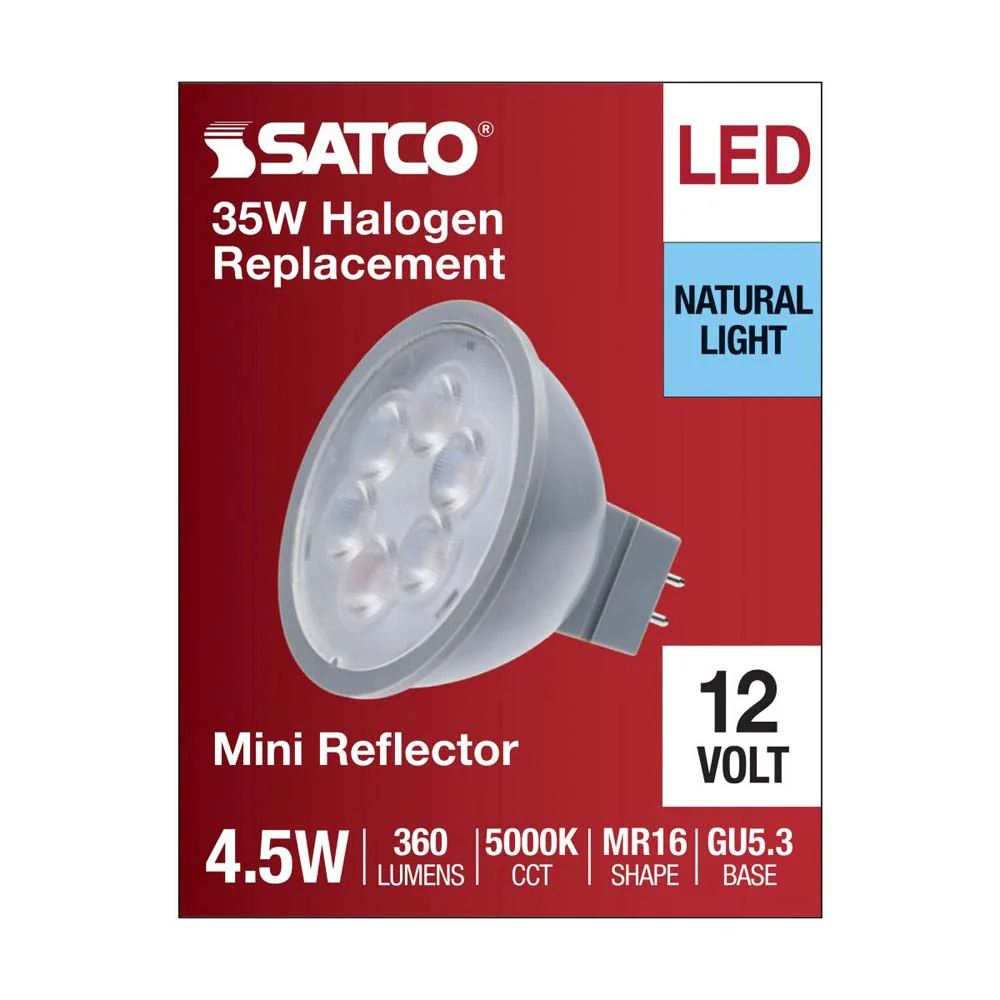 4.5W 12v MR16 LED 5000K Spot 15d 360LM GU5.3 Base Silver Finish Bulb - Image 3
