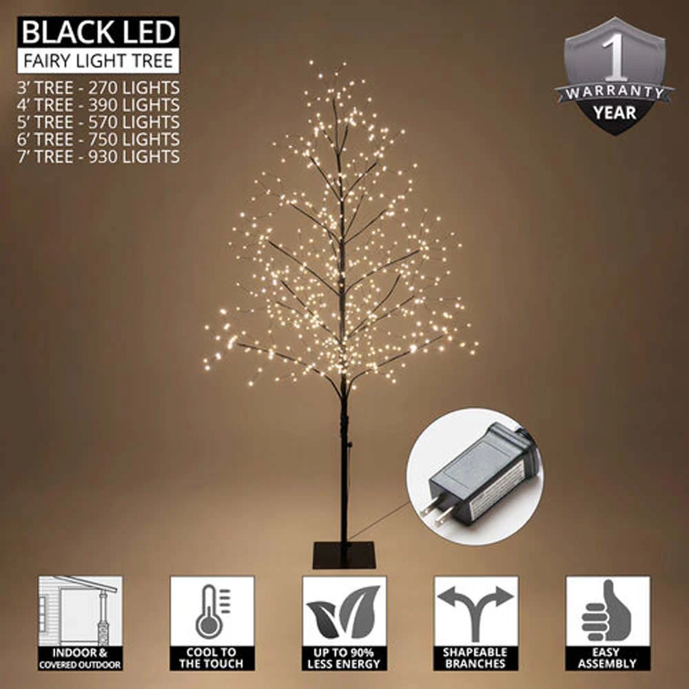 4-ft. Black Fairy Light Tree, Warm White LED - Image 2