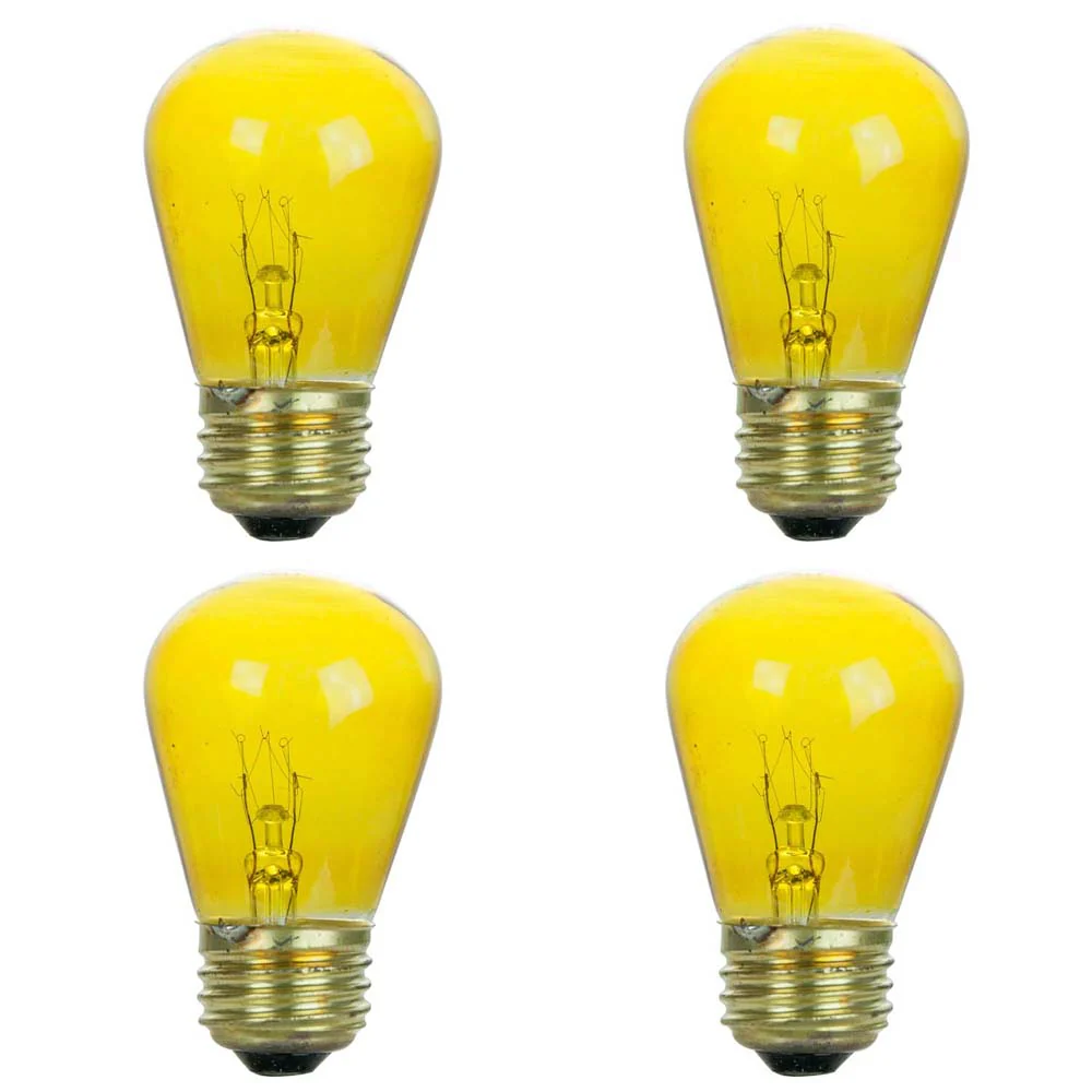 4Pk - Sunlite 11w S14 120v Transparent Yellow Colored E26 Medium Base Light Bulb