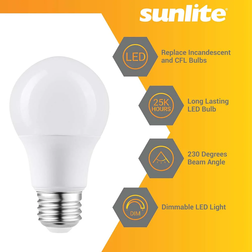 6Pk - Sunlite 11w LED A19 1100Lm 120V E26 Base 6500K Daylight Bulb - 75w equiv - Image 3