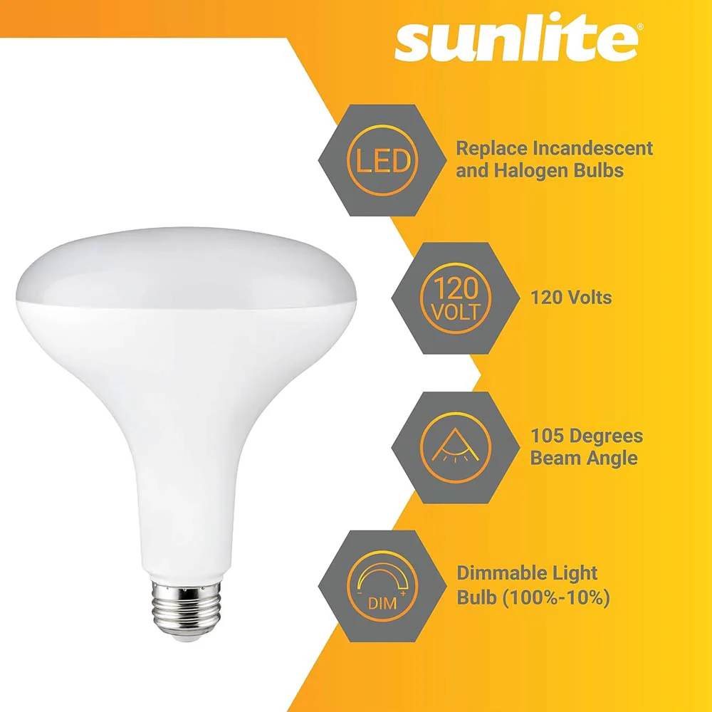 Sunlite 13w LED BR40 Reflector E26 Base Dimmable 4000K Bulb - 85w Equiv - Image 4