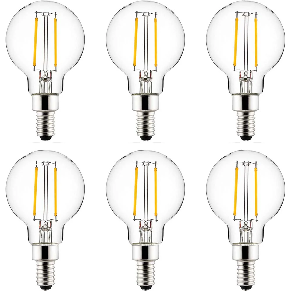 6Pk - Sunlite 2.5w LED G16.5 Globe E12 Base 3000K Bulb - 25W Equiv
