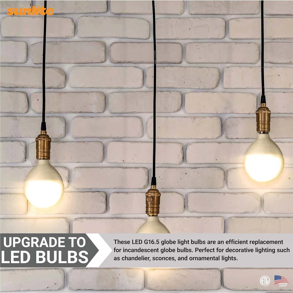 6Pk - Sunlite 5w LED G16.5 Frosted Globe E12 Base 3000K Bulb - 40W Equiv - Image 4