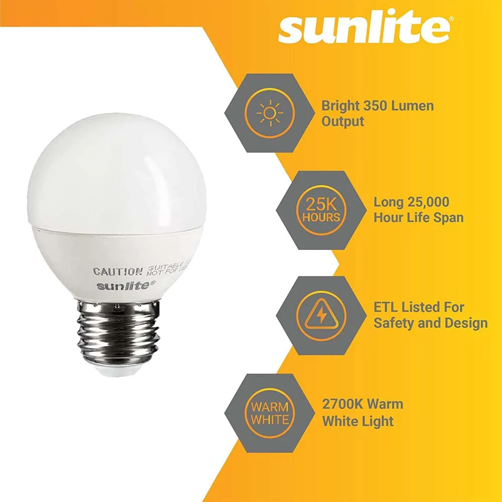 6Pk - Sunlite 7W LED G16 Globe CCT Tunable E26 Base 2700K Warm White - Image 3
