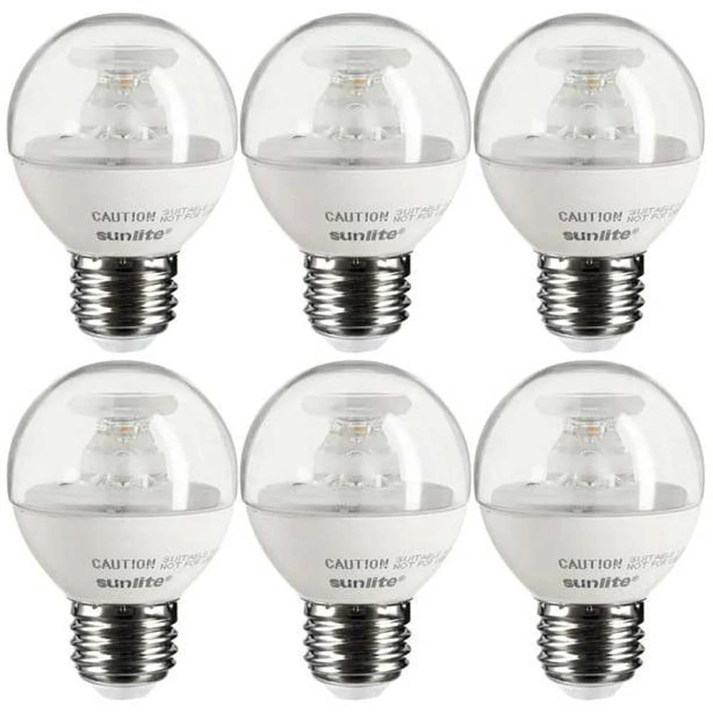6Pk - Sunlite7w LED G16 Clear 120v E26 Base 3000K Natural White Bulb