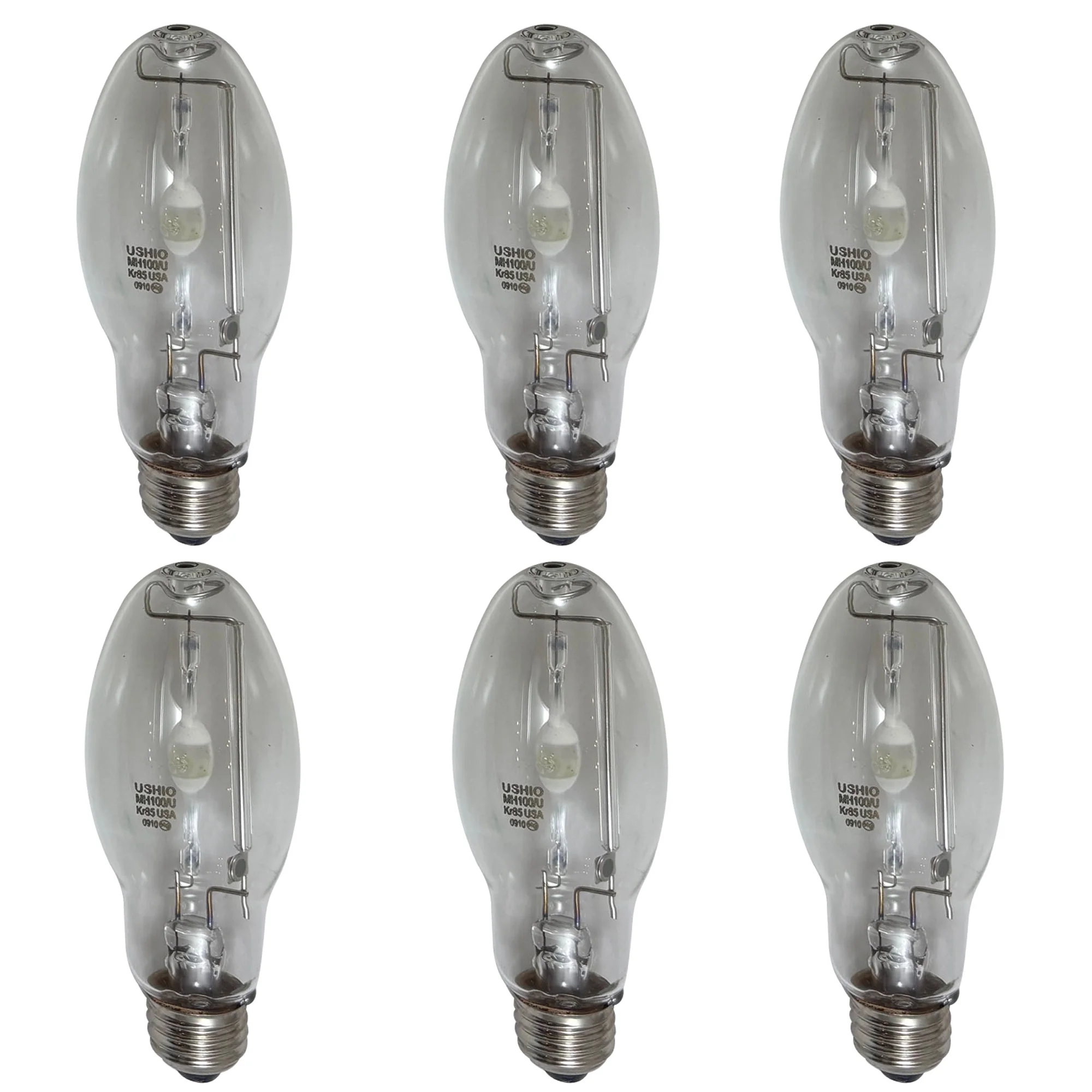 6PK - USHIO MH100/U/MED/40/PS 100w 4000K E26 Base PulseStart Metal Halide Bulb