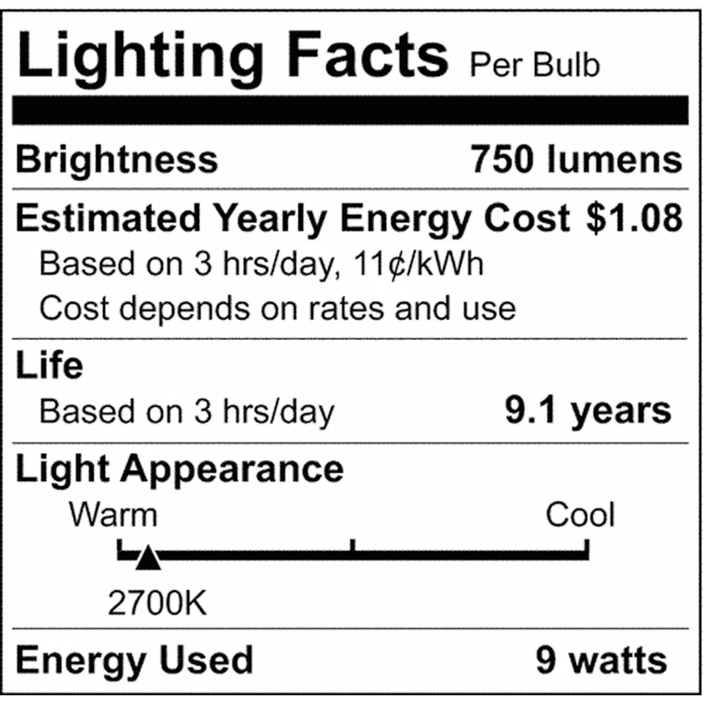 8Pk - 9W A19 LED 2700K Non-Dimmable E26 Medium base 120v - 60w equiv - Image 6