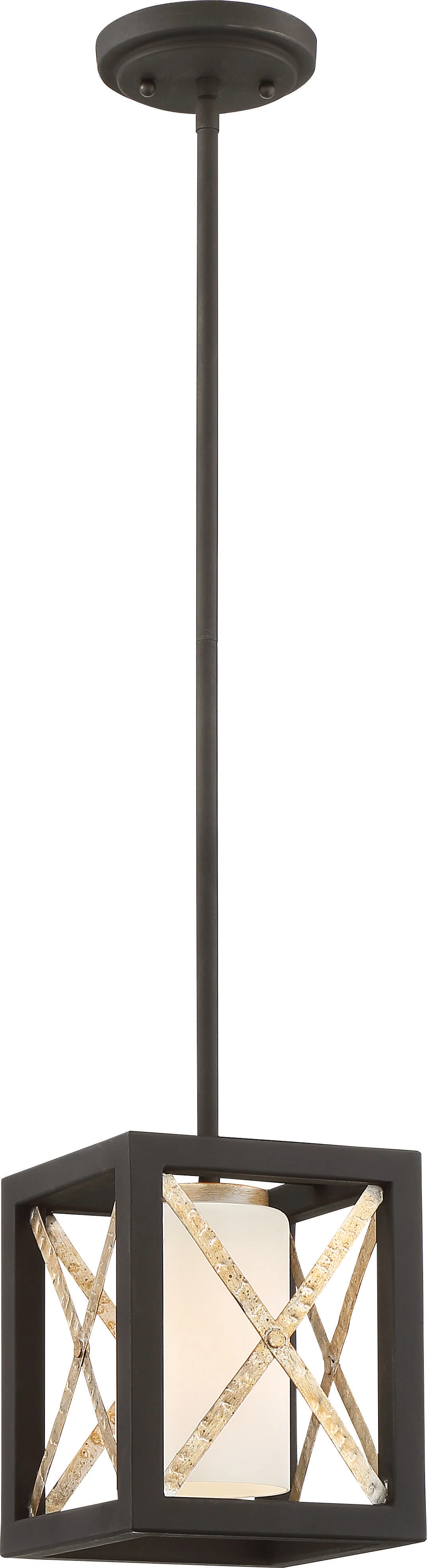 Boxer 1-Light Mini-Pendant in Matte Black / Antique Silver Accents Finish