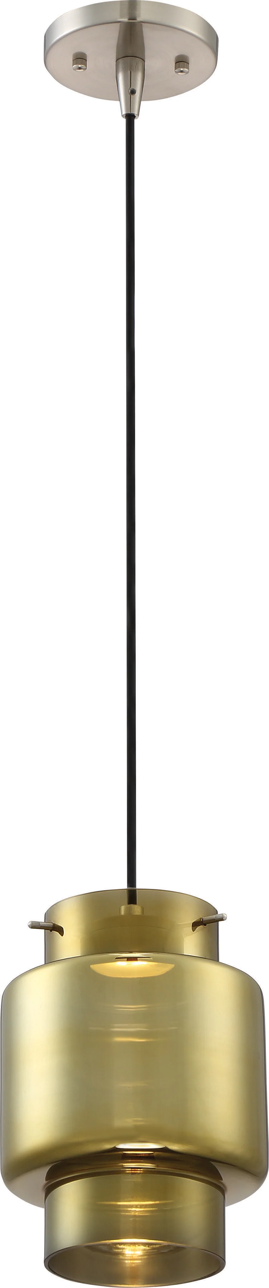 Nuvo Del 12w LED Mini Pendant w/ Antiqued Glass in Brushed Nickel Finish 3000k