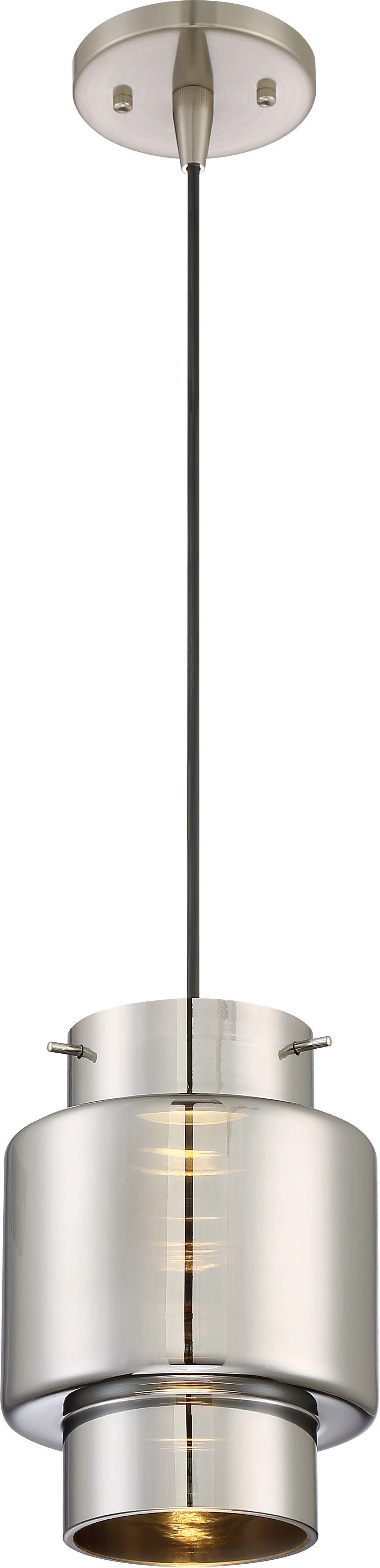 Nuvo Del 12w LED Mini Pendant w/ Mirrored Glass in Brushed Nickel Finish 3000k