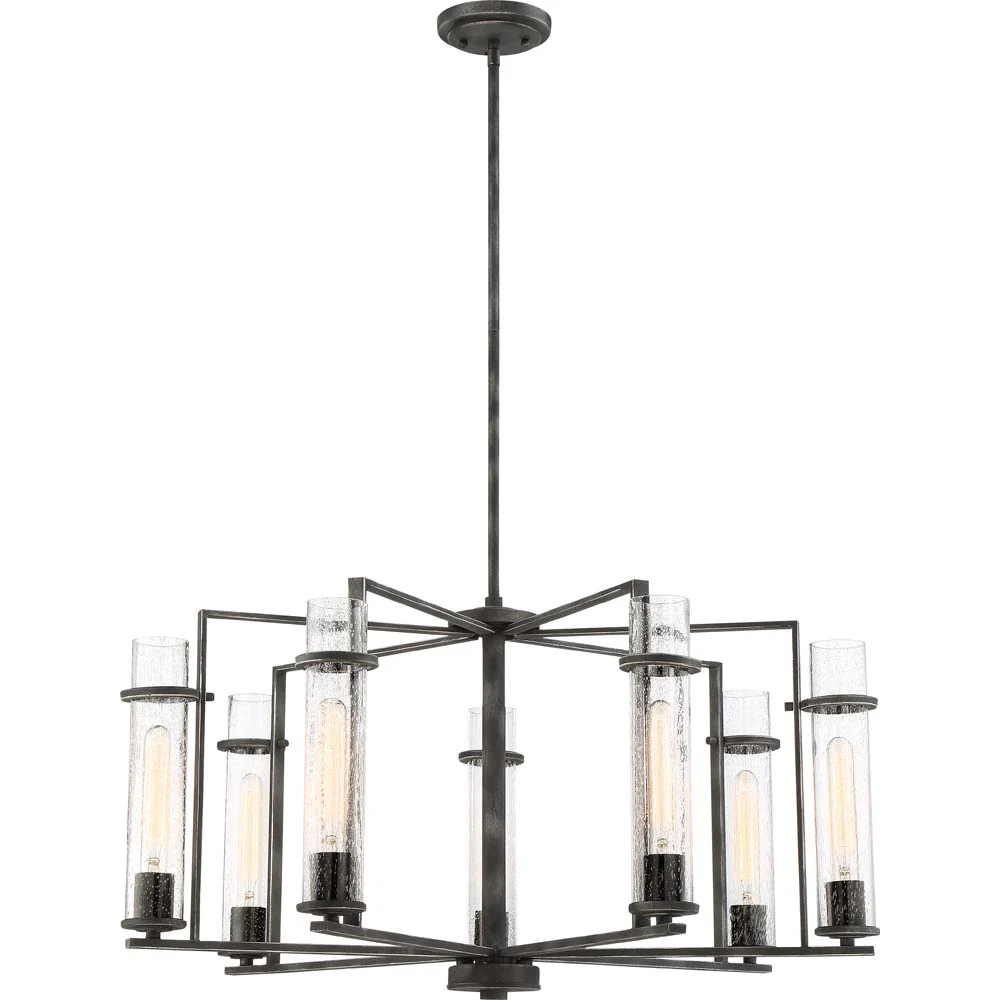 Donzi 7-Light Hanging Mounted Chandelier Light Fixture in Iron Black Finish