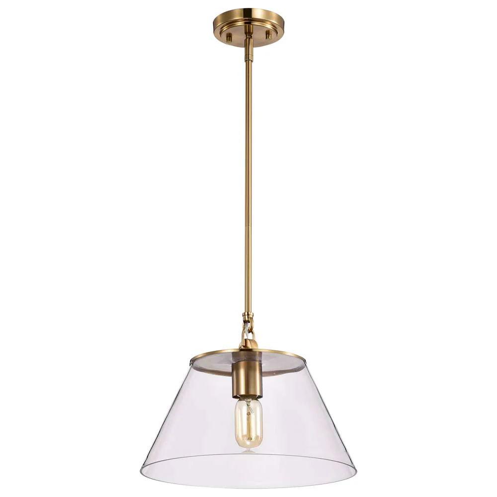 Dover 1-Light Medium Pendant Vintage Brass with Clear Glass