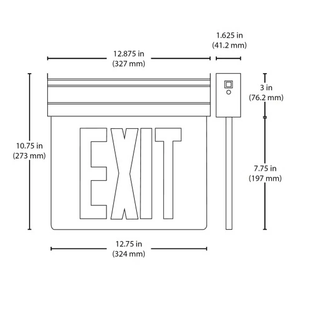 EXL2 Series Edge Lit LED Emergency Exit Sign, Clear with Green Lettering - Image 2