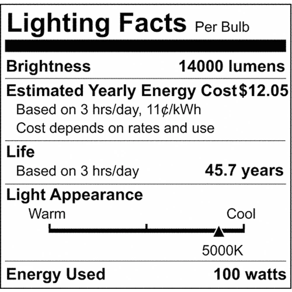 LED Hi-Bay 100/120/150 Selectable Wattage Mogul Extended 5000K 100V-277V - Image 7