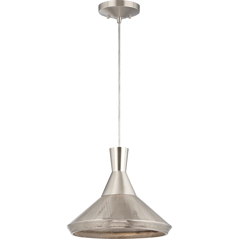 Nuvo Luger 1-Light Metal Pendant w/ 14w LED PAR Lamp Included in Satin Steel